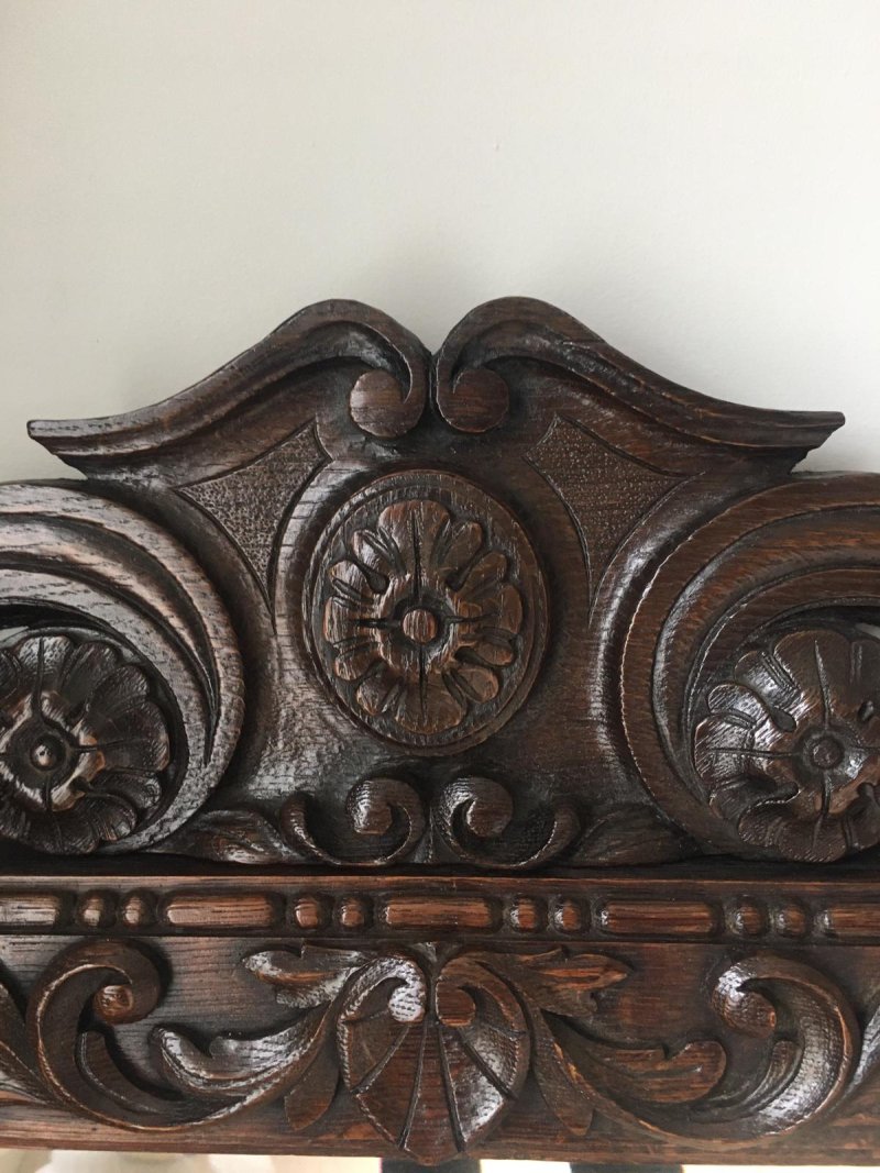 Antique Victorian 19th Century Carved Oak Free Standing Mirror - Image 4